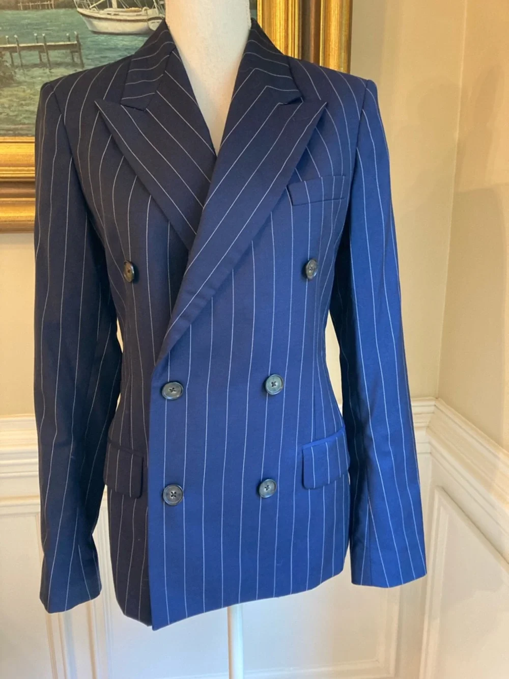 POLO RALPH LAUREN Suit Virgin Wool Navy Blue Pinstripe